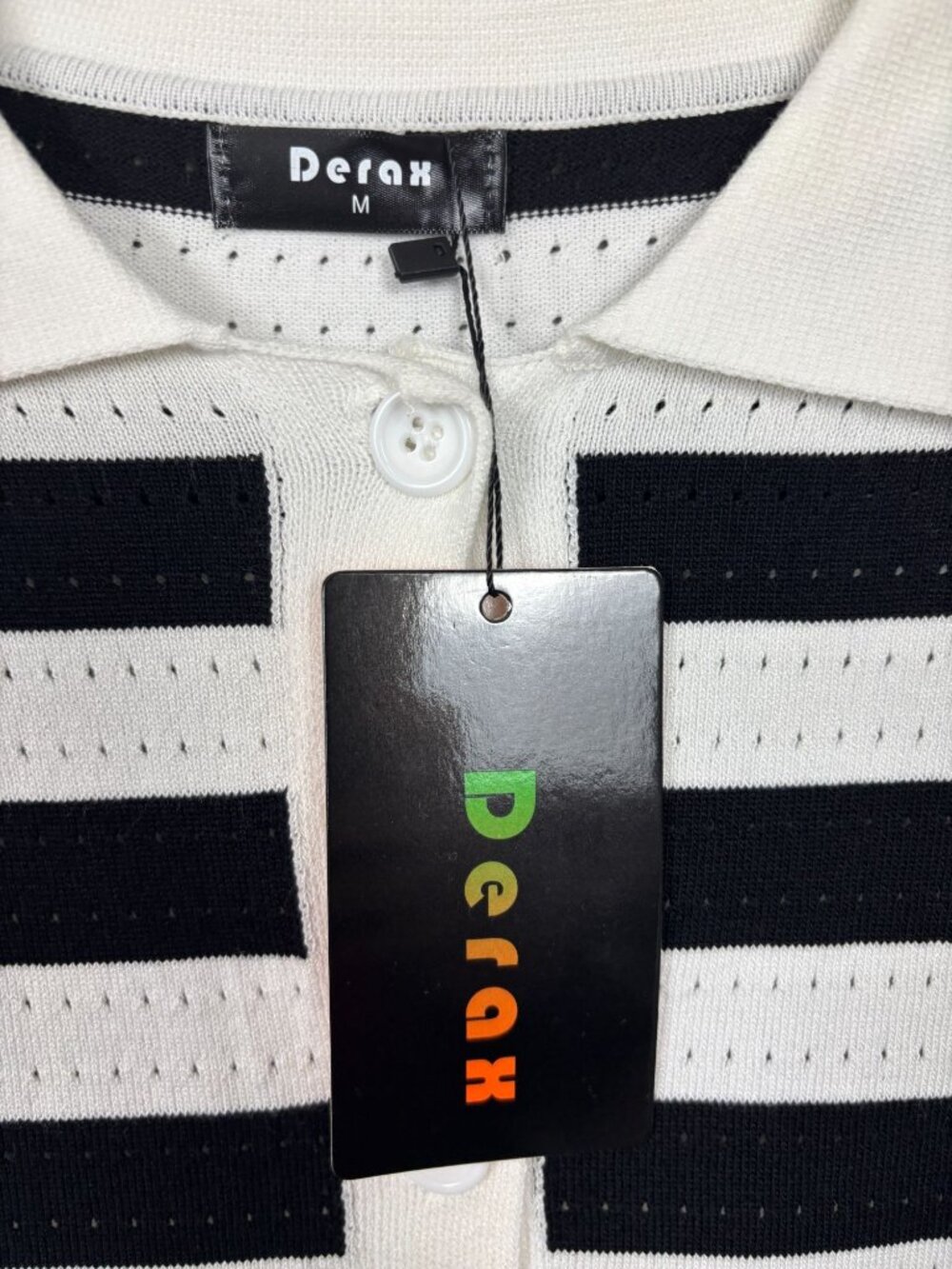 Derax Women's 2-Piece Set Striped Black & White Long Sleeve & Wide Leg Med NWT - Picture 6 of 8